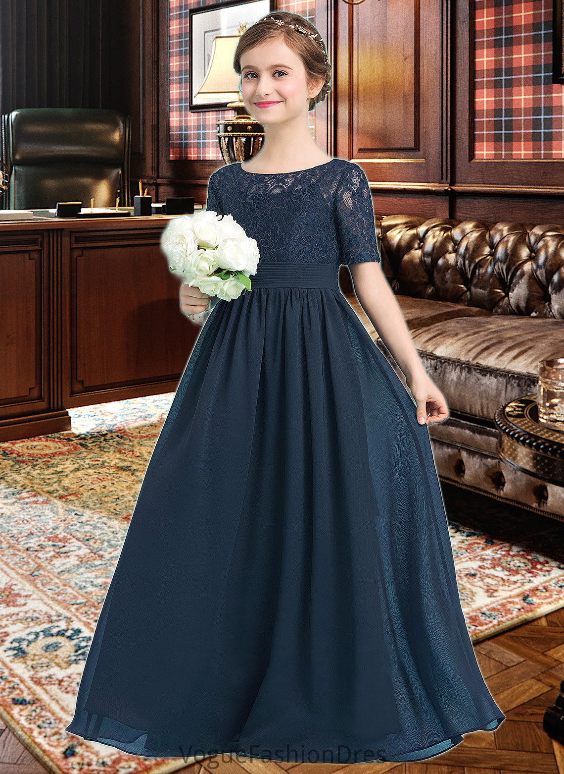 Cali A-LineScoopNeckFloor-LengthChiffonJuniorBridesmaidDress#148411 DKP0013631