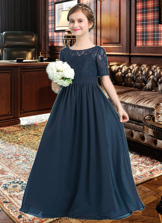 Cali A-LineScoopNeckFloor-LengthChiffonJuniorBridesmaidDress#148411 DKP0013631