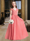 Averie A-Line V-neck Floor-Length Chiffon Lace Junior Bridesmaid Dress DKP0013634