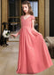 Averie A-Line V-neck Floor-Length Chiffon Lace Junior Bridesmaid Dress DKP0013634