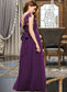 Sara A-Line V-neck Floor-Length Chiffon Junior Bridesmaid Dress With Bow(s) Cascading Ruffles DKP0013639