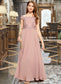 Shaniya A-Line Off-the-Shoulder Floor-Length Chiffon Lace Junior Bridesmaid Dress DKP0013640