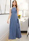 Lesley A-Line Scoop Neck Floor-Length Chiffon Junior Bridesmaid Dress With Ruffle DKP0013641