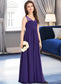 Marianna A-Line V-neck Floor-Length Chiffon Junior Bridesmaid Dress With Ruffle DKP0013642