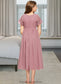 Kaya A-Line Scoop Neck Tea-Length Chiffon Lace Junior Bridesmaid Dress DKP0013648