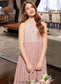 Rhoda A-Line Scoop Neck Floor-Length Chiffon Lace Junior Bridesmaid Dress With Sequins DKP0013655