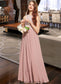 Rhoda A-Line Scoop Neck Floor-Length Chiffon Lace Junior Bridesmaid Dress With Sequins DKP0013655