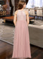 Rhoda A-Line Scoop Neck Floor-Length Chiffon Lace Junior Bridesmaid Dress With Sequins DKP0013655