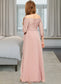 Louise A-Line Off-the-Shoulder Floor-Length Chiffon Lace Junior Bridesmaid Dress With Bow(s) DKP0013658