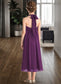 Nora Empire Halter Asymmetrical Chiffon Junior Bridesmaid Dress With Beading Bow(s) DKP0013663