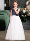 Mariah A-Line Sweetheart Floor-Length Chiffon Tulle Junior Bridesmaid Dress With Ruffle Flower(s) DKP0013665