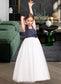 Mariah A-Line Sweetheart Floor-Length Chiffon Tulle Junior Bridesmaid Dress With Ruffle Flower(s) DKP0013665