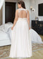 Desirae A-Line V-neck Sweep Train Chiffon Lace Wedding Dress With Lace DKP0013677