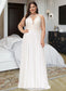 Desirae A-Line V-neck Sweep Train Chiffon Lace Wedding Dress With Lace DKP0013677