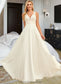 Desirae A-Line V-neck Sweep Train Chiffon Lace Wedding Dress With Lace DKP0013677