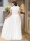 Lena A-Line V-neck Floor-Length Chiffon Lace Wedding Dress DKP0013678