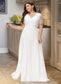 Lena A-Line V-neck Floor-Length Chiffon Lace Wedding Dress DKP0013678