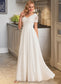 Lena A-Line V-neck Floor-Length Chiffon Lace Wedding Dress DKP0013678