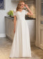 Lena A-Line V-neck Floor-Length Chiffon Lace Wedding Dress DKP0013678