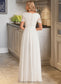 Lena A-Line V-neck Floor-Length Chiffon Lace Wedding Dress DKP0013678