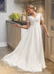 Lena A-Line V-neck Floor-Length Chiffon Lace Wedding Dress DKP0013678