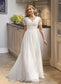 Lena A-Line V-neck Floor-Length Chiffon Lace Wedding Dress DKP0013678