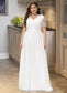 Lena A-Line V-neck Floor-Length Chiffon Lace Wedding Dress DKP0013678