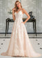 Shayla Ball-Gown/Princess V-neck Court Train Tulle Lace Wedding Dress With Beading Pockets DKP0013679