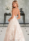 Shayla Ball-Gown/Princess V-neck Court Train Tulle Lace Wedding Dress With Beading Pockets DKP0013679