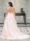 Shayla Ball-Gown/Princess V-neck Court Train Tulle Lace Wedding Dress With Beading Pockets DKP0013679