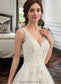 Elyse Ball-Gown/Princess V-neck Court Train Tulle Wedding Dress DKP0013682