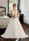 Elyse Ball-Gown/Princess V-neck Court Train Tulle Wedding Dress DKP0013682