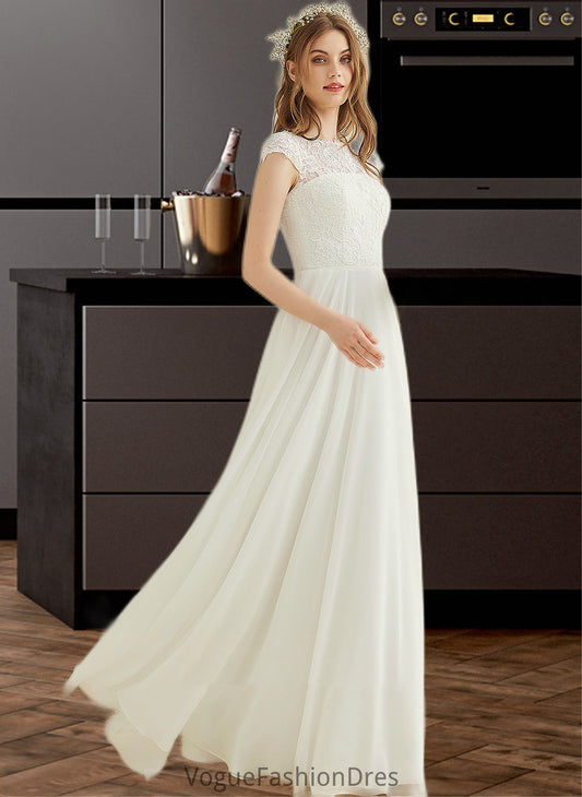 Belinda A-Line Floor-Length Chiffon Lace Wedding Dress DKP0013687