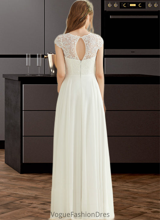 Belinda A-Line Floor-Length Chiffon Lace Wedding Dress DKP0013687