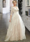 Yadira A-Line V-neck Court Train Wedding Dress With Sequins DKP0013690