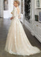 Yadira A-Line V-neck Court Train Wedding Dress With Sequins DKP0013690