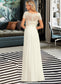 Kinsley A-Line V-neck Floor-Length Chiffon Lace Wedding Dress With Lace DKP0013691