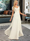 Kinsley A-Line V-neck Floor-Length Chiffon Lace Wedding Dress With Lace DKP0013691