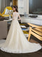 Kathy Ball-Gown/Princess V-neck Chapel Train Tulle Wedding Dress With Beading Sequins DKP0013695