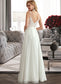 Yadira A-Line V-neck Floor-Length Wedding Dress With Beading Split Front DKP0013697