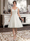 Evangeline A-Line V-neck Knee-Length Tulle Lace Wedding Dress DKP0013700