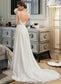 Rosemary A-Line V-neck Court Train Chiffon Wedding Dress DKP0013701