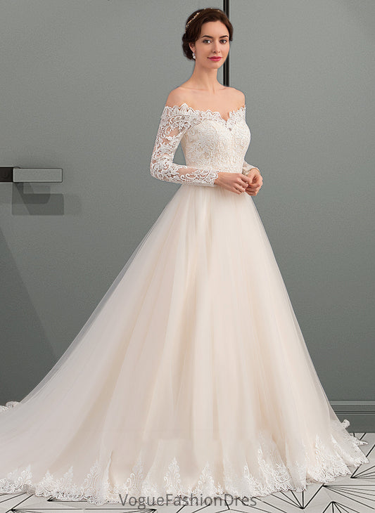 Catalina Ball-Gown/Princess Chapel Train Tulle Lace Wedding Dress DKP0013704