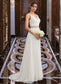 Ella A-Line V-neck Sweep Train Chiffon Wedding Dress With Ruffle Lace Beading Sequins DKP0013705