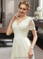 Michaela A-Line V-neck Asymmetrical Wedding Dress With Lace DKP0013712