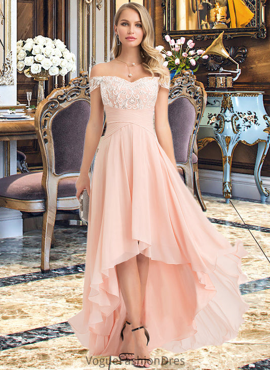 Mckenzie A-Line Off-the-Shoulder Asymmetrical Chiffon Wedding Dress With Sequins DKP0013713