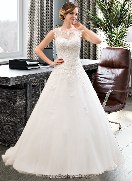 Lacey Ball-Gown/Princess Illusion Sweep Train Organza Tulle Wedding Dress With Beading Sequins DKP0013719