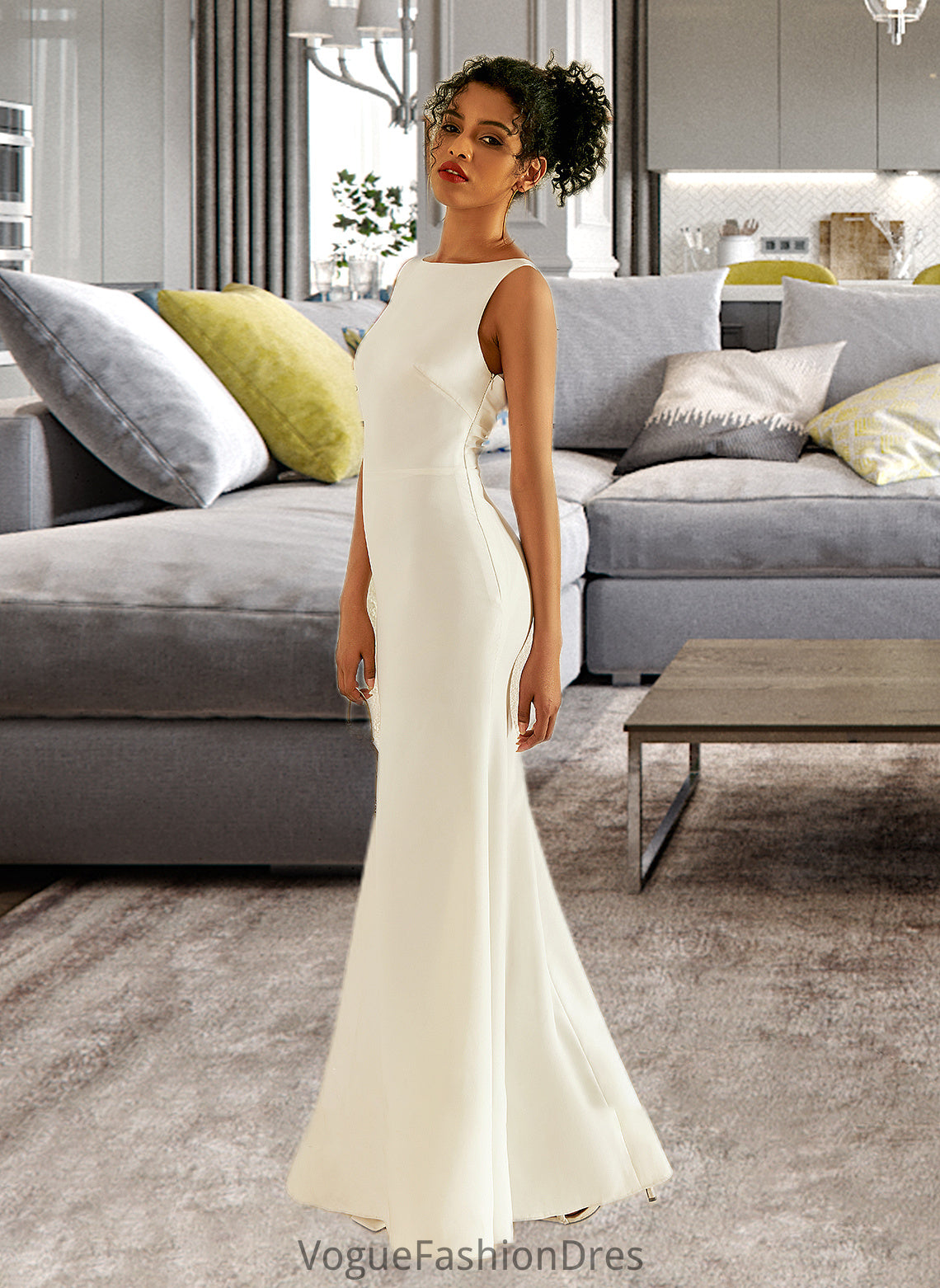 Hilda Trumpet/Mermaid Scoop Neck Floor-Length Wedding Dress DKP0013727