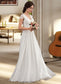 Jane A-Line V-neck Floor-Length Chiffon Lace Wedding Dress With Ruffle DKP0013729