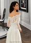 Bridget A-Line Off-the-Shoulder Sweep Train Wedding Dress With Lace DKP0013734